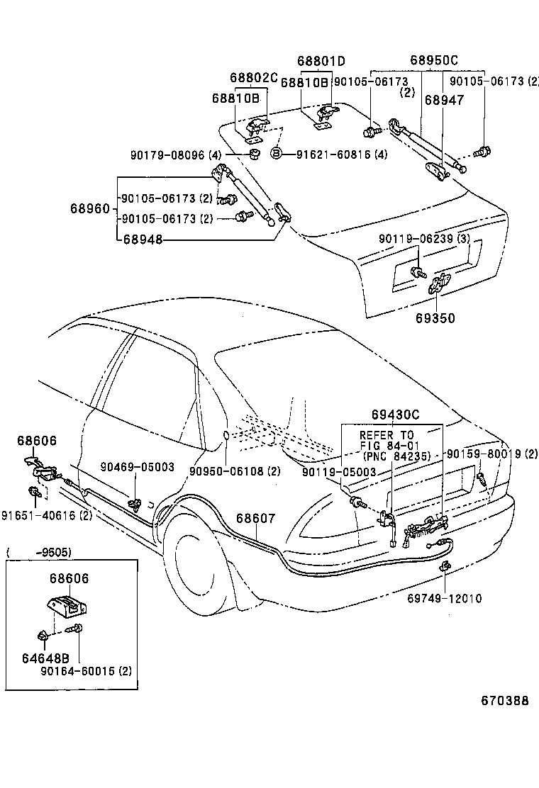 68960-19555 STAY ASSY, BACK DOOR, LH product image