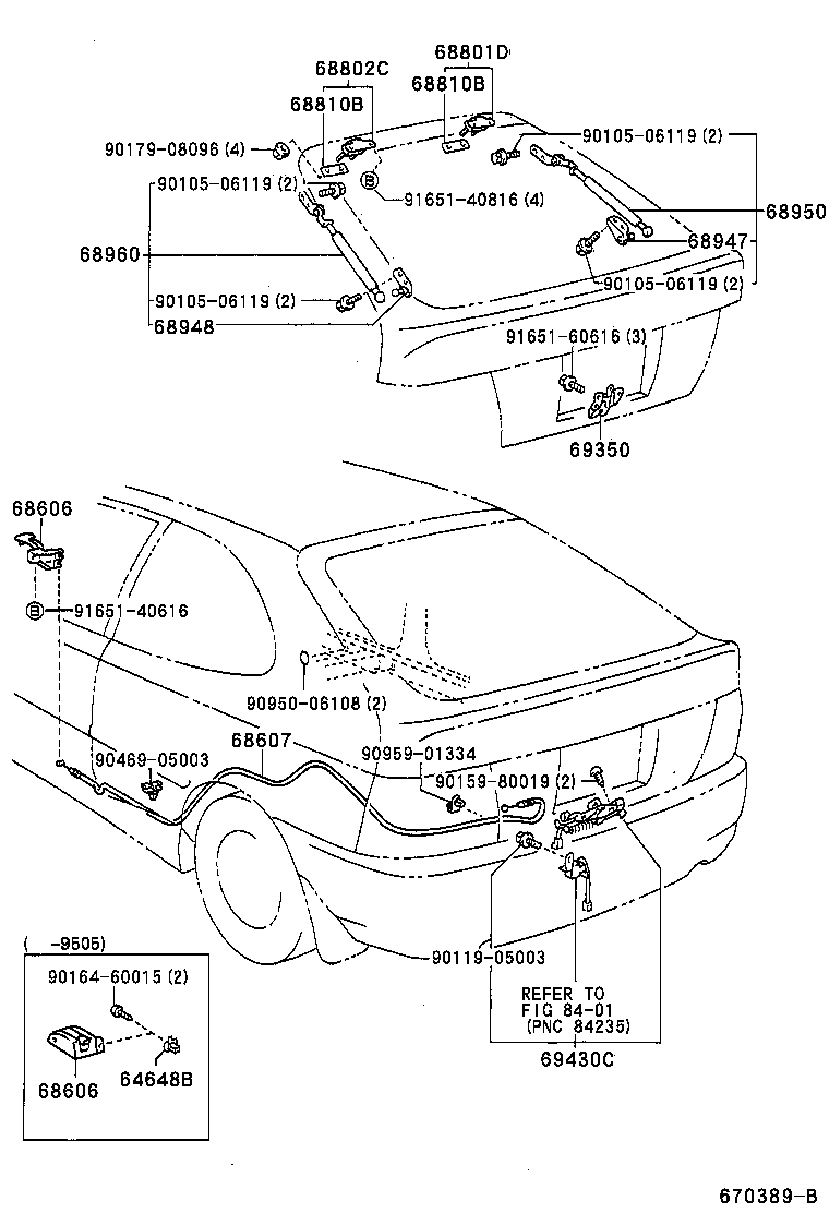 68960-19555 STAY ASSY, BACK DOOR, LH product image