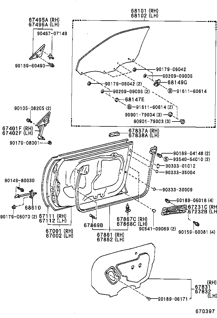67503-12010 FRAME SUB-ASSY, FRONT DOOR, FRONT LOWER RH product image