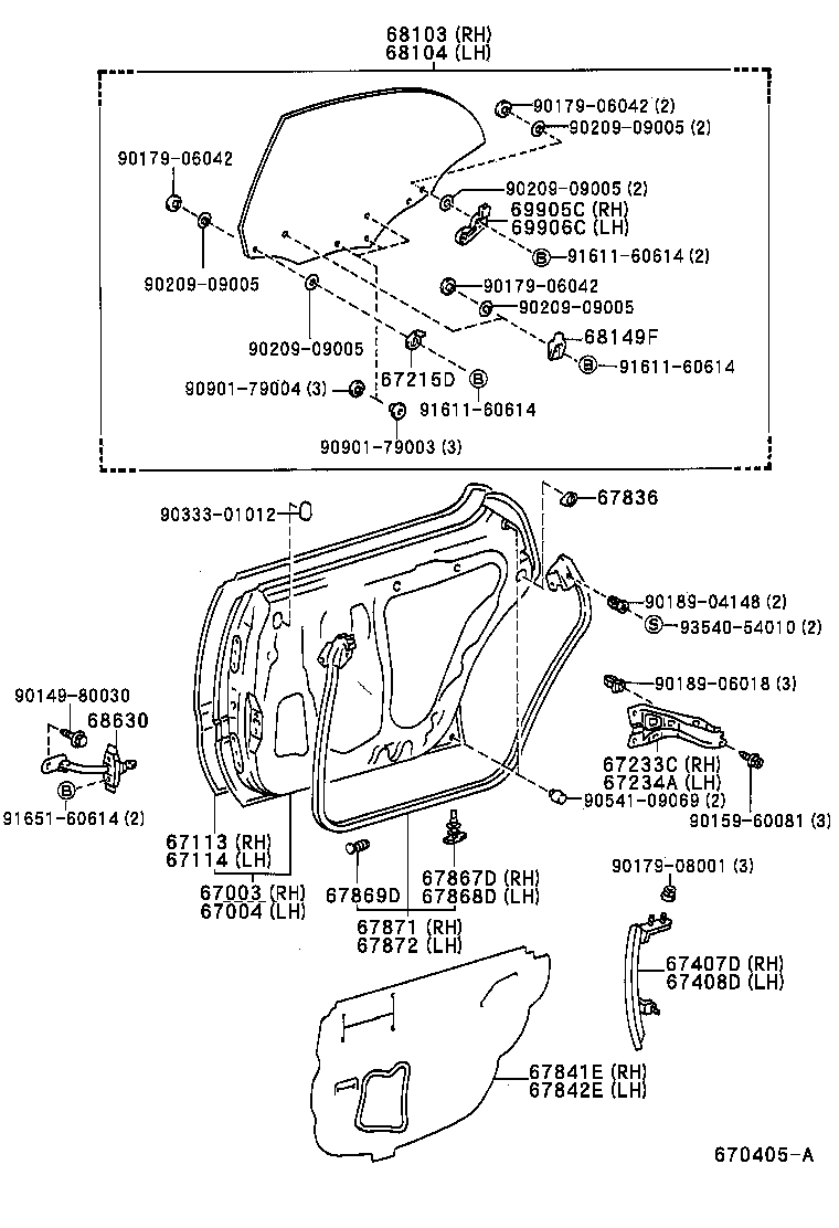 68103-12481 GLASS SUB-ASSY, REAR DOOR, RH product image