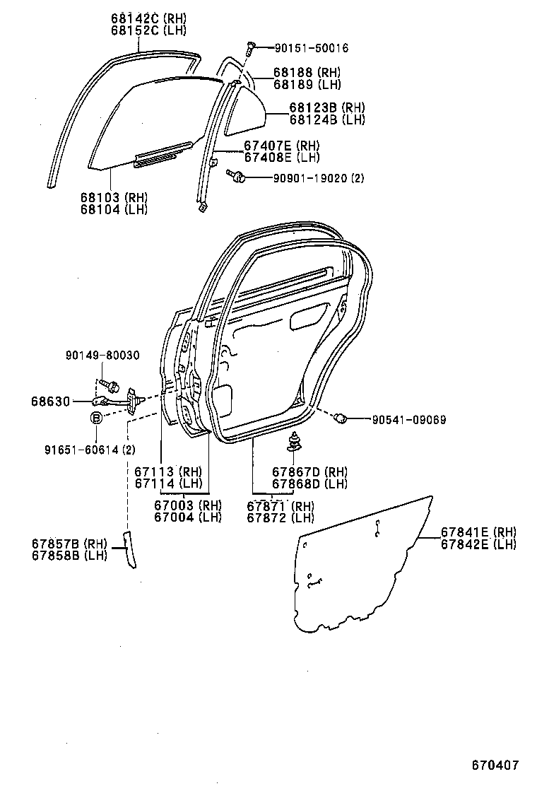67003-12650 PANEL SUB-ASSY, REAR DOOR, RH product image