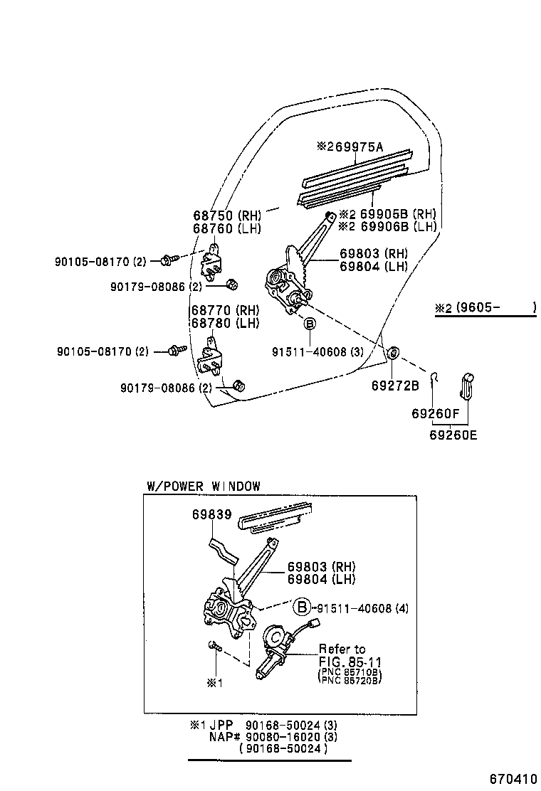 69804-12080 REGULATOR SUB-ASSY, REAR DOOR WINDOW, LH product image
