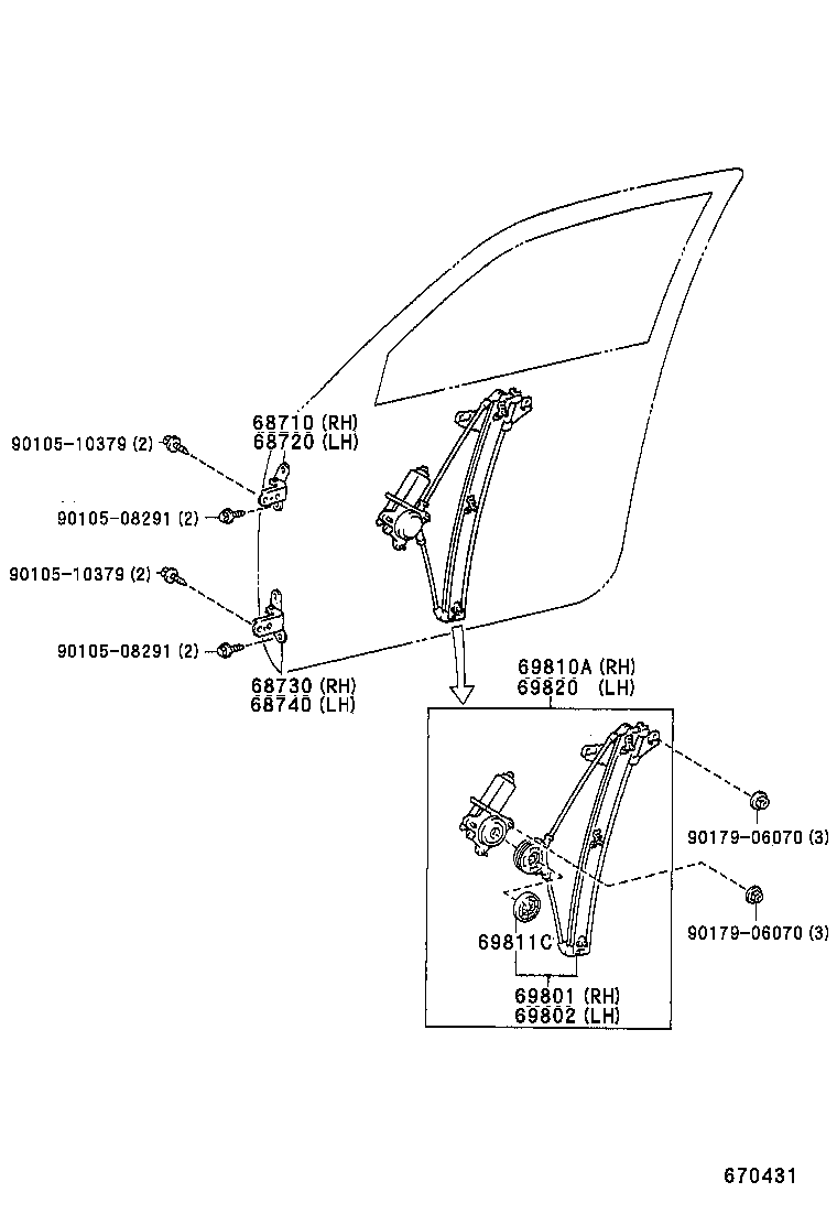68720-07010 HINGE ASSY, FRONT DOOR, UPPER LH product image
