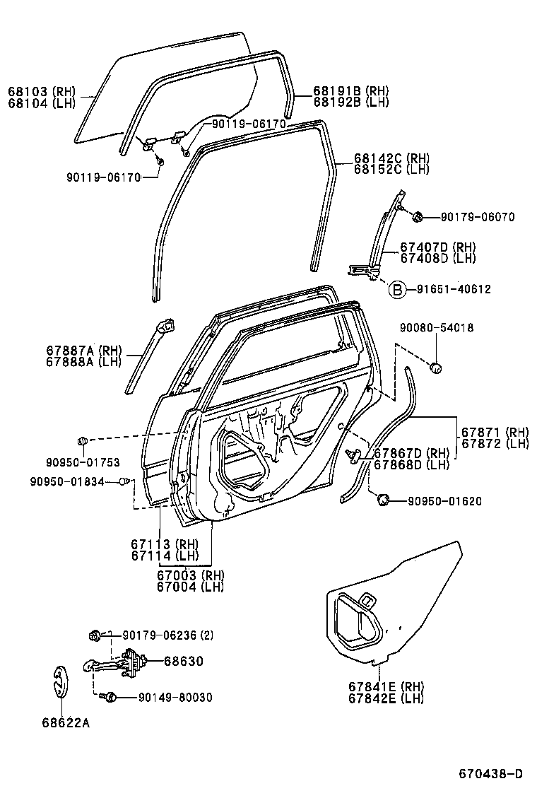 68103-AC020 GLASS SUB-ASSY, REAR DOOR, RH product image