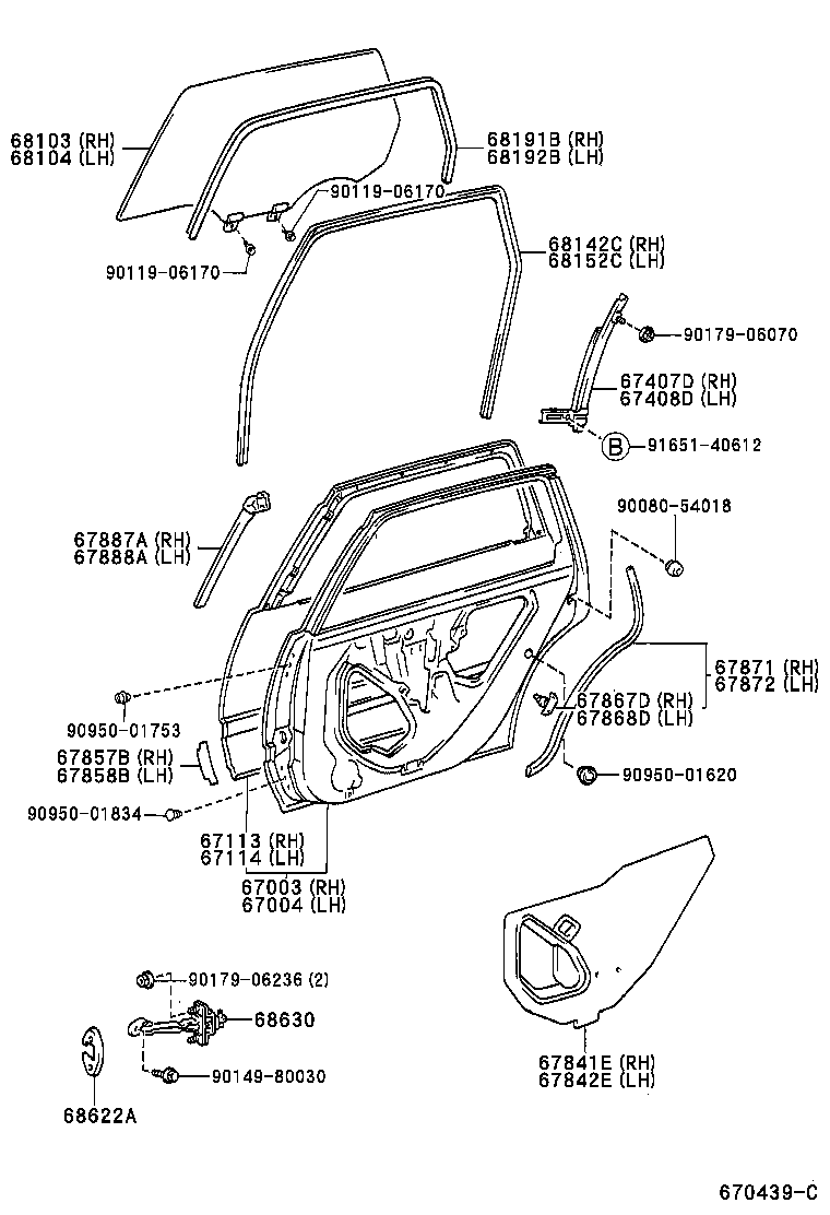 67871-AC010 WEATHERSTRIP, REAR DOOR, RH product image