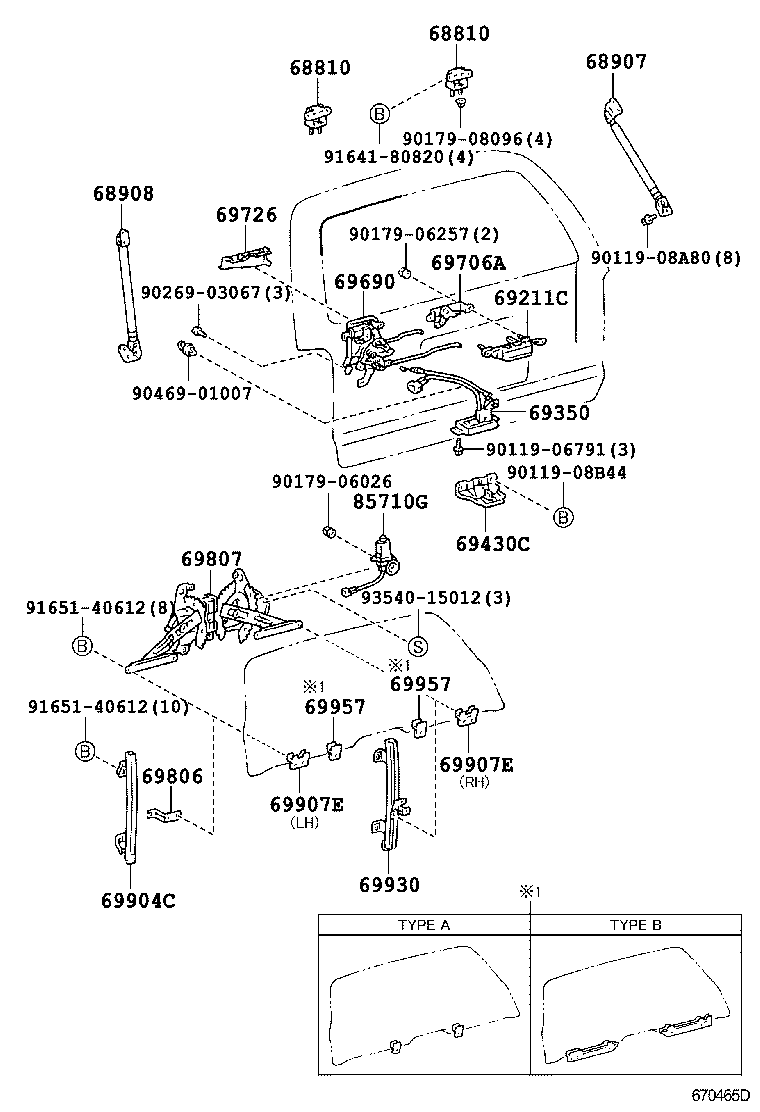 68908-35040 STAY SUB-ASSY, BACK DOOR DAMPER, LH product image