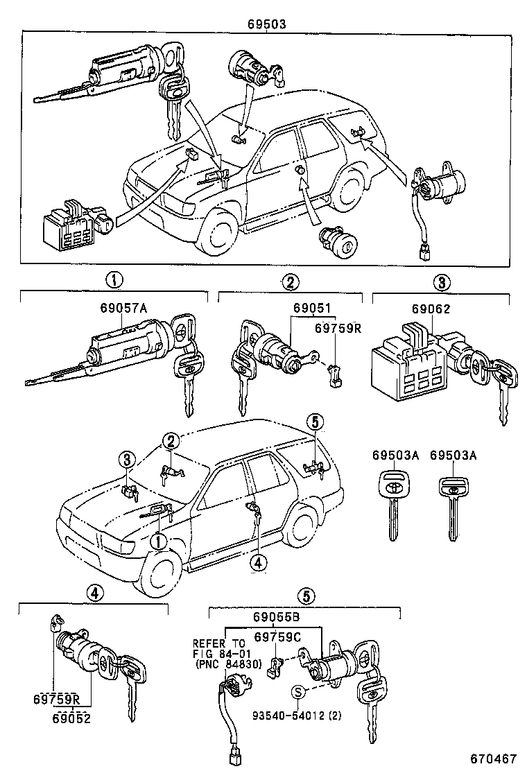 69005-35430 CYLINDER SET, LOCK product image