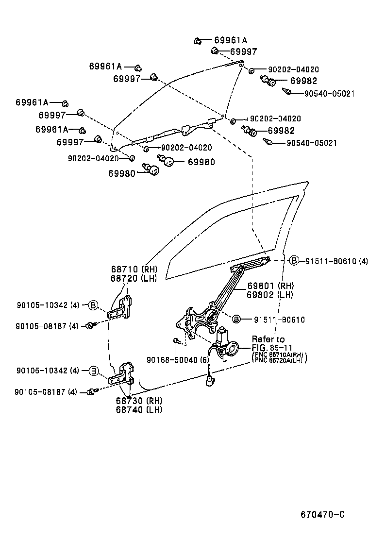 Toyota 68730-50030 HINGE ASSY, FRONT DOOR, LOWER RH
