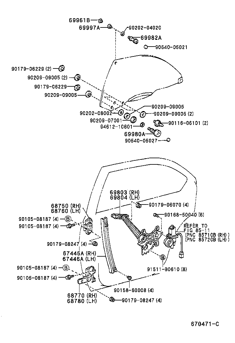 Toyota 68760-50030 HINGE ASSY, REAR DOOR, UPPER LH