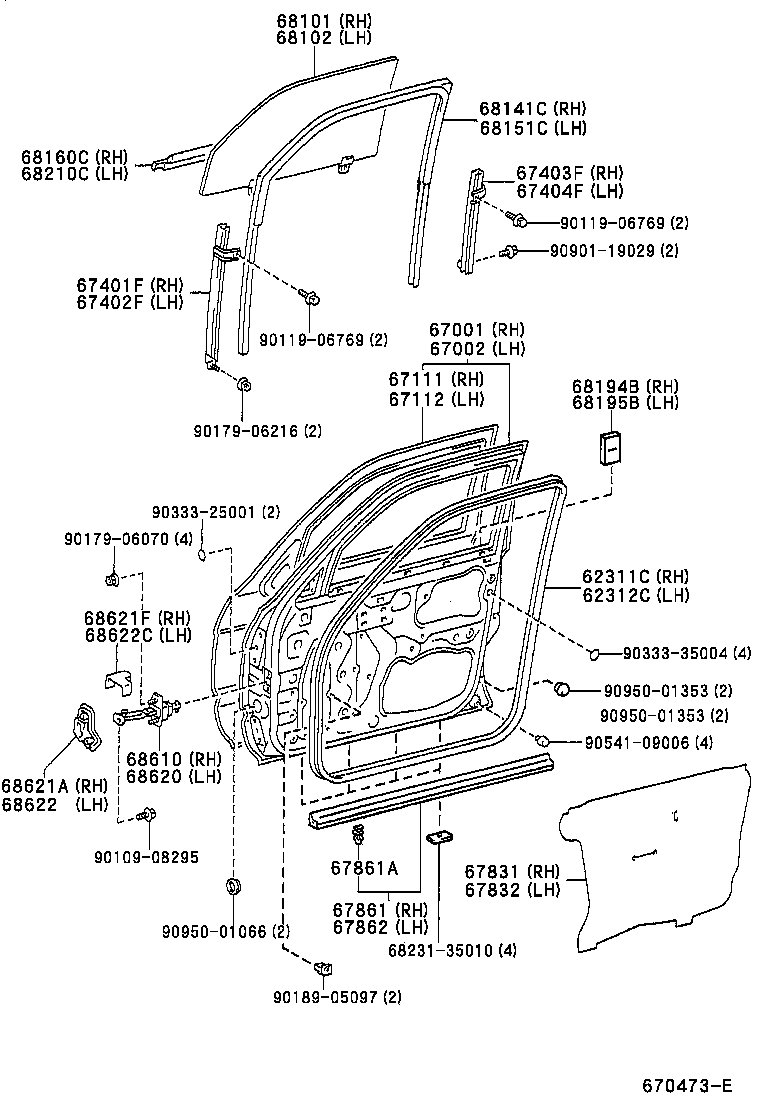 67050-35050-E2 BOARD SUB-ASSY, FRONT DOOR TRIM, LH product image