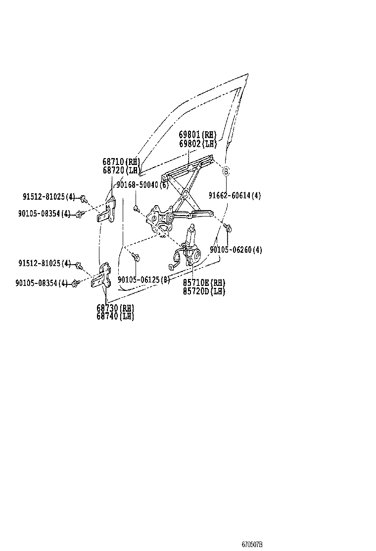 68720-50030 HINGE ASSY, FRONT DOOR, UPPER LH product image