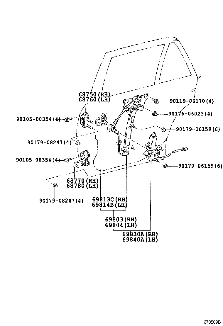 69811-22120 PLATE, REAR DOOR POWER WINDOW REGULATOR BASE product image