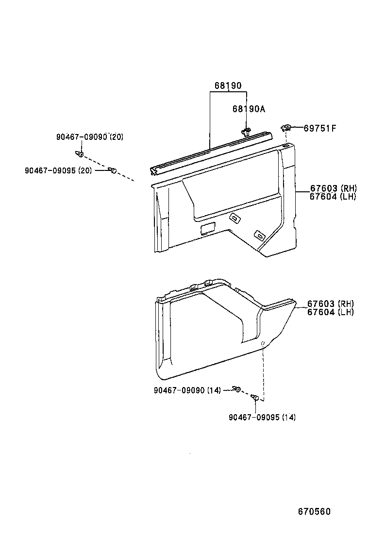 67004-65010 PANEL SUB-ASSY, REAR DOOR, LH product image