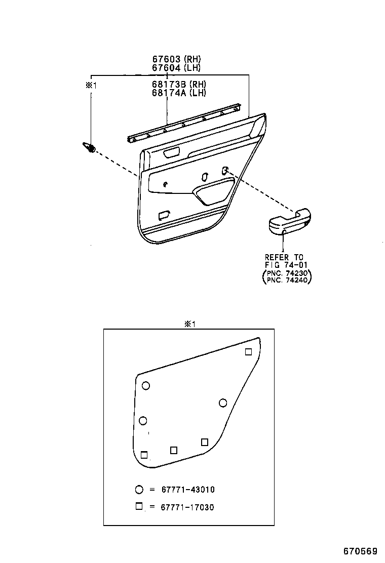 67004-30540 PANEL SUB-ASSY, REAR DOOR, LH product image