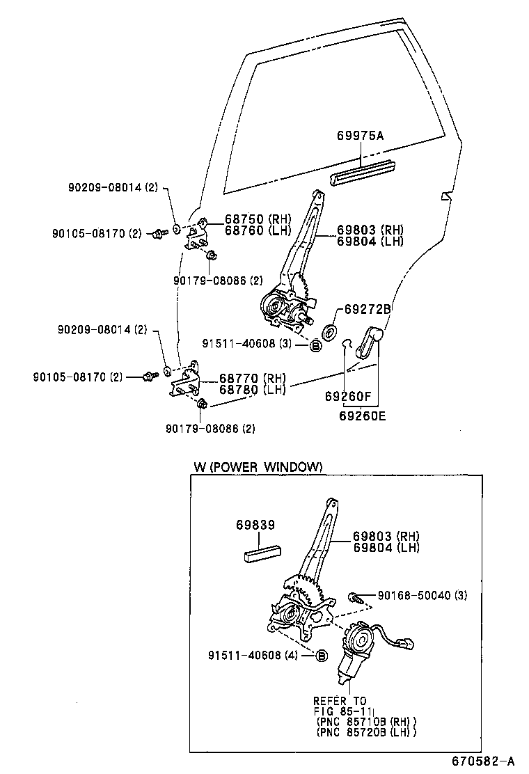 69840-12270 REGULATOR SUB-ASSY, REAR DOOR WINDOW, LH product image