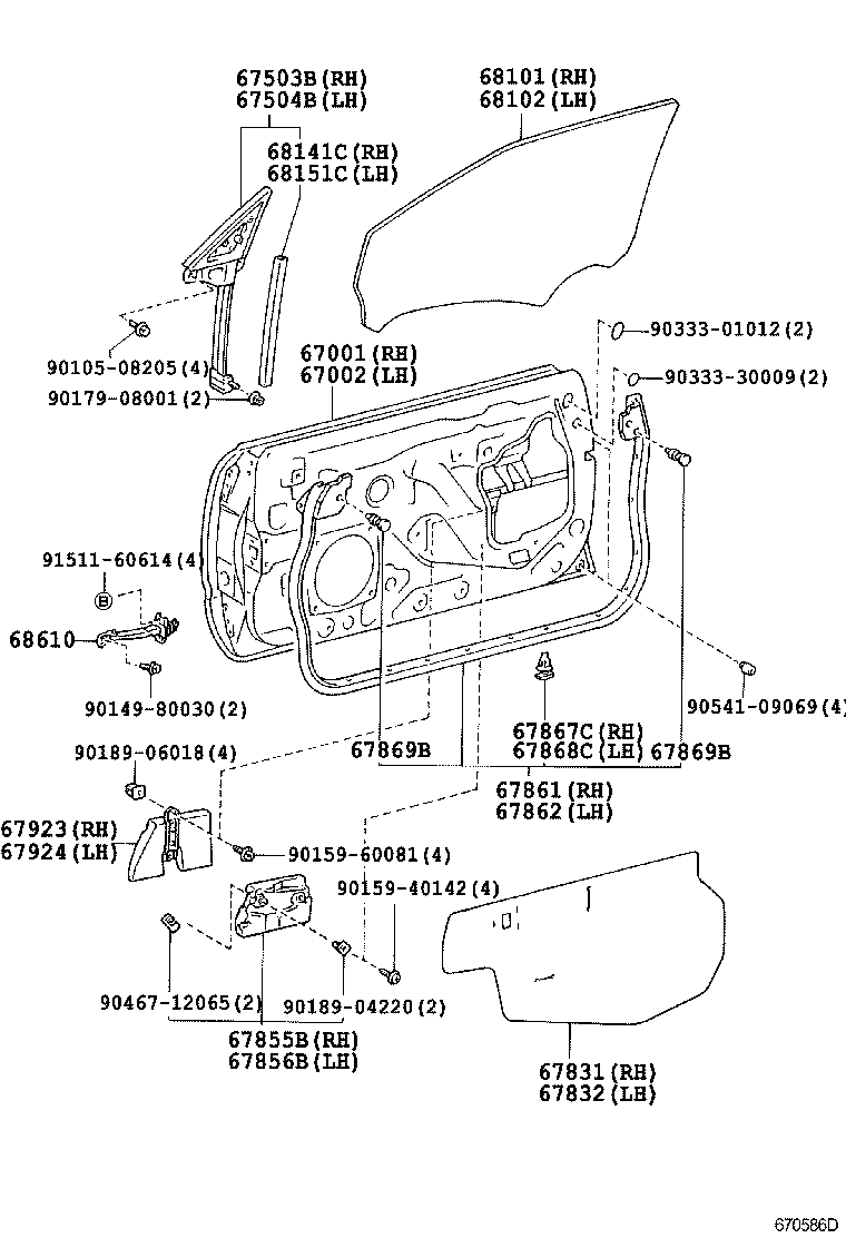 67861-12840 WEATHERSTRIP, FRONT DOOR, RH product image