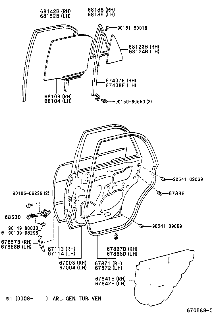 67003-12740 PANEL SUB-ASSY, REAR DOOR, RH product image