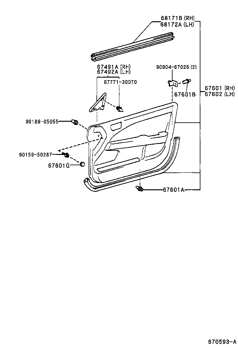 67404-20110 FRAME SUB-ASSY, FRONT DOOR, REAR LOWER LH product image