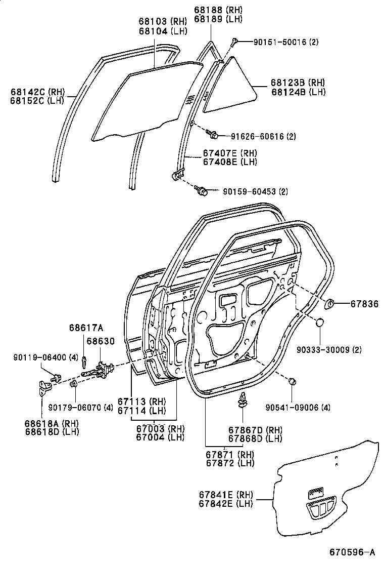 67003-20730 PANEL SUB-ASSY, REAR DOOR, RH product image