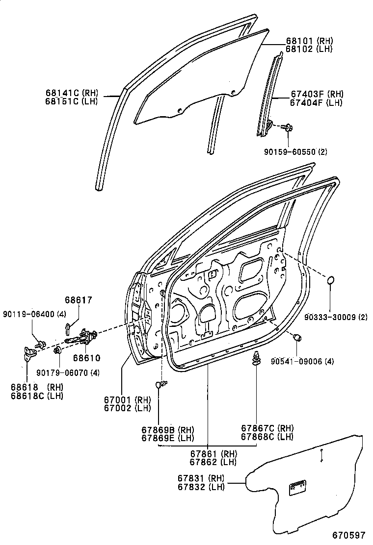 67050-20170-E0 BOARD SUB-ASSY, FRONT DOOR TRIM, LH product image