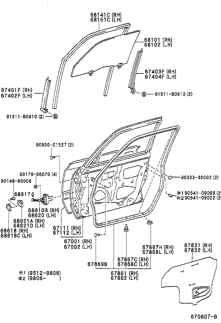 67404-30140 FRAME SUB-ASSY, FRONT DOOR, REAR LOWER LH product image