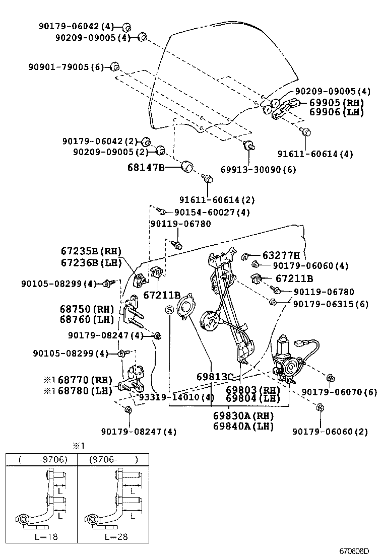 69830-30300 REGULATOR ASSY, REAR DOOR WINDOW, RH product image
