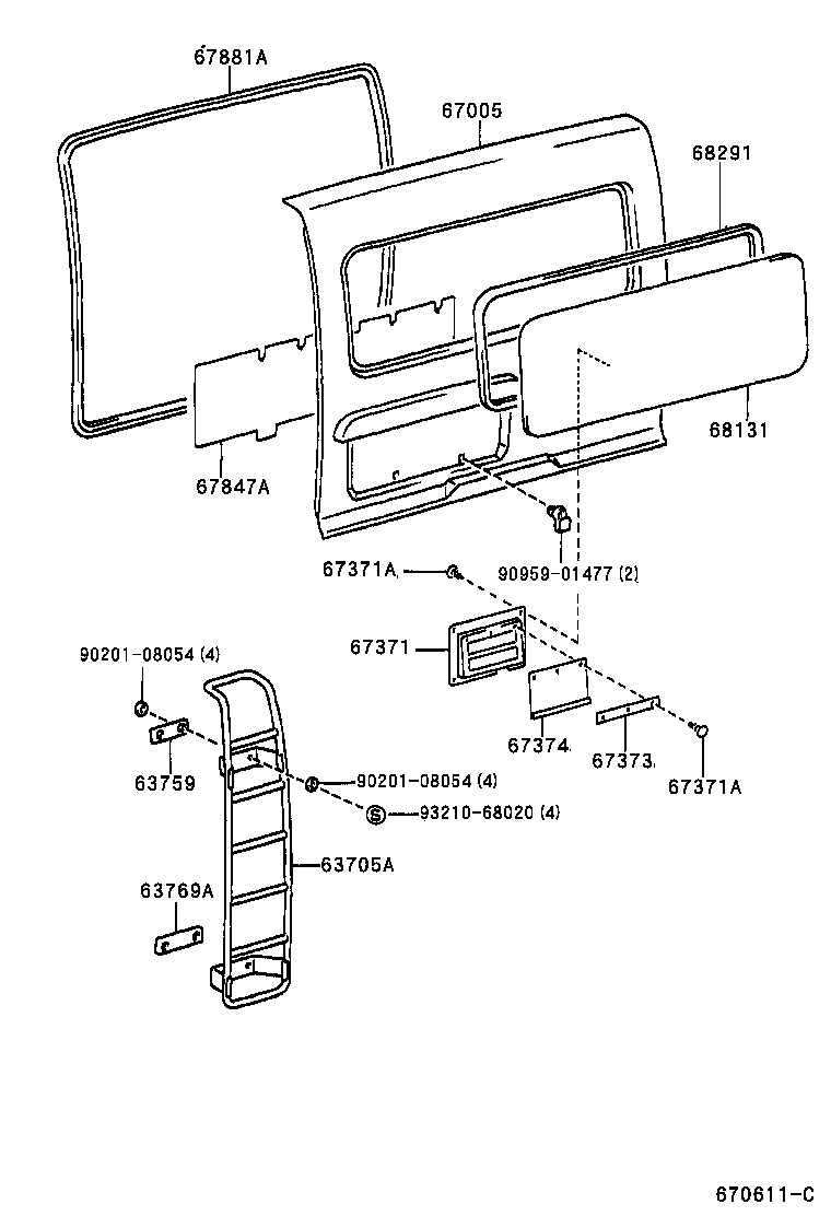 68131-65010 GLASS, BACK DOOR product image