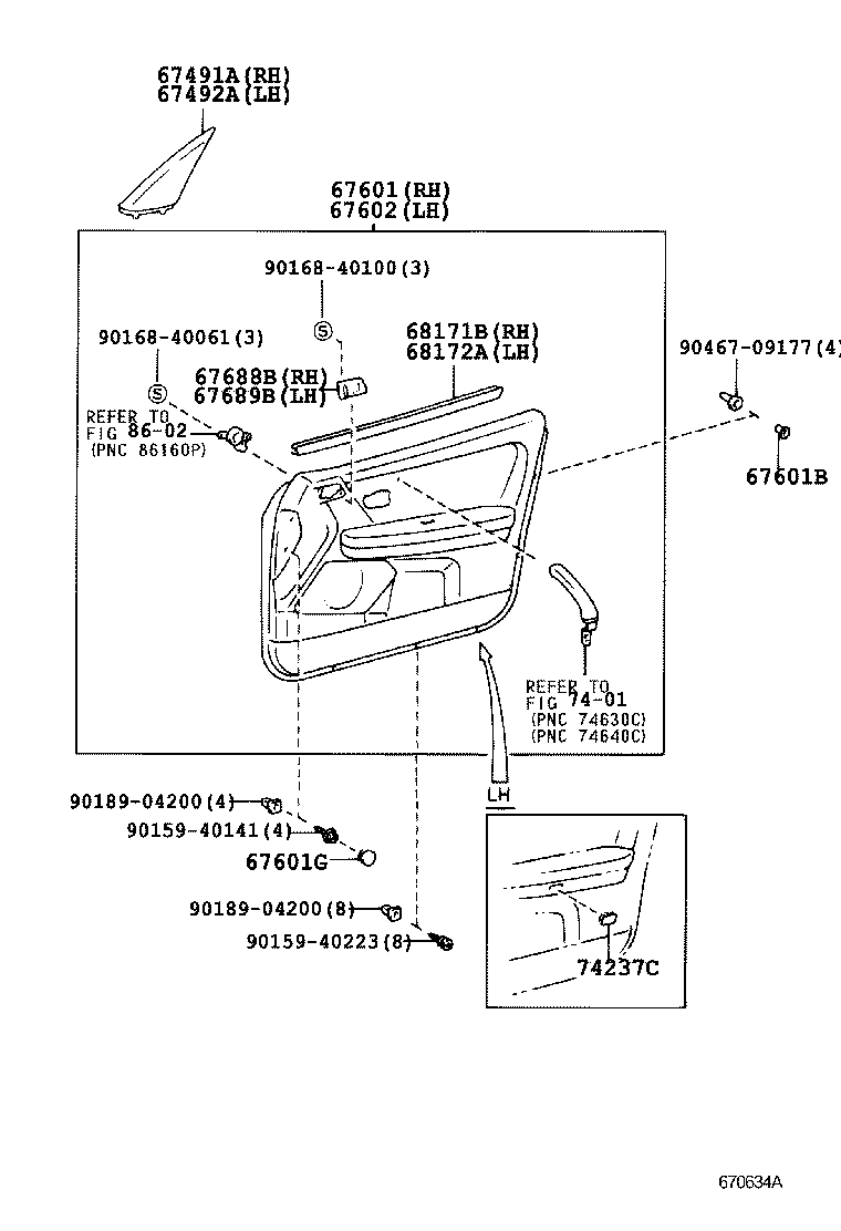 68101-30360 GLASS SUB-ASSY, FRONT DOOR, RH product image