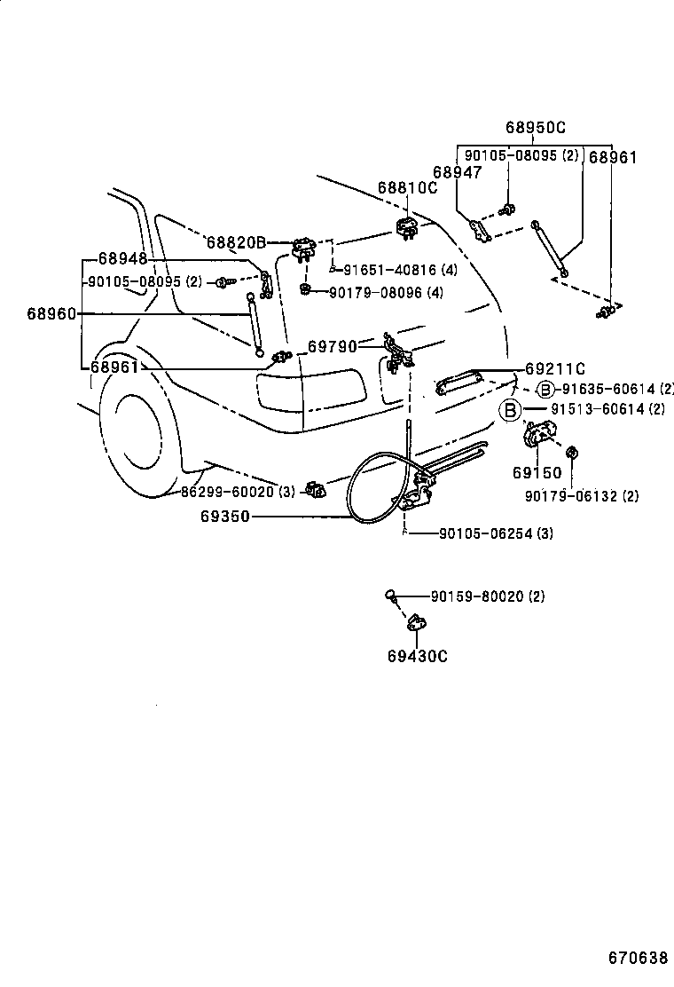 68960-39146 STAY ASSY, BACK DOOR, LH product image