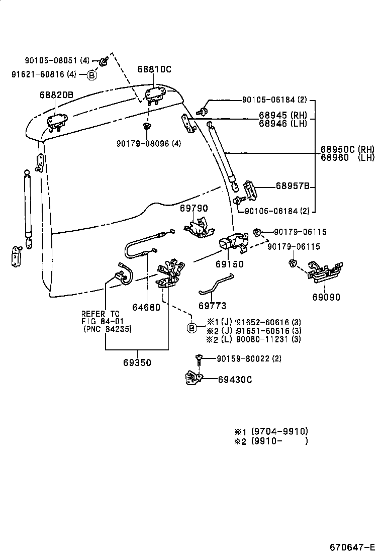 68810-21040 HINGE ASSY, BACK DOOR, RH product image