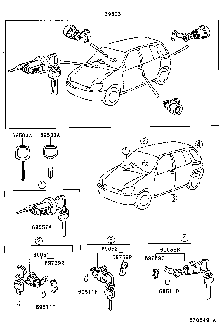 69005-46010 CYLINDER SET, LOCK product image