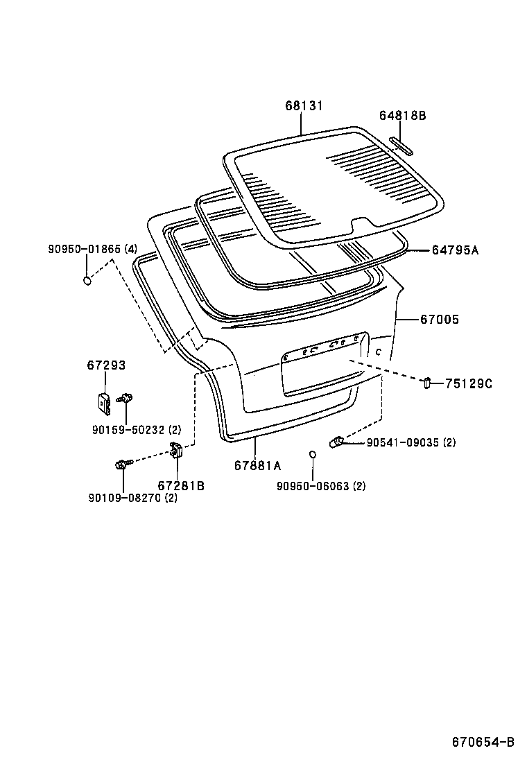68131-1A660 GLASS, BACK DOOR product image