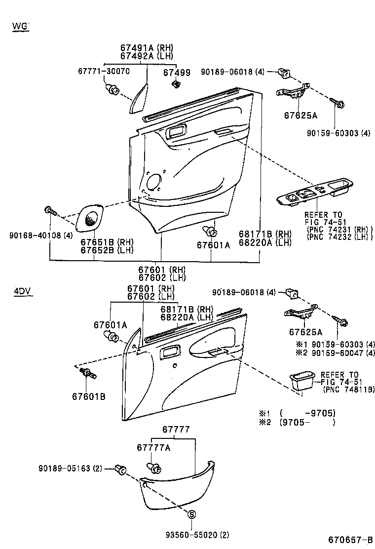 68101-26070 GLASS SUB-ASSY, FRONT DOOR, RH product image