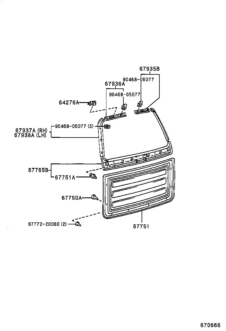 67005-42050 PANEL SUB-ASSY, BACK DOOR product image