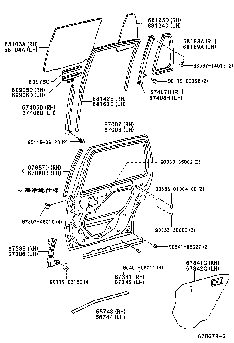 67003-46010 PANEL SUB-ASSY, SLIDE DOOR, RH product image
