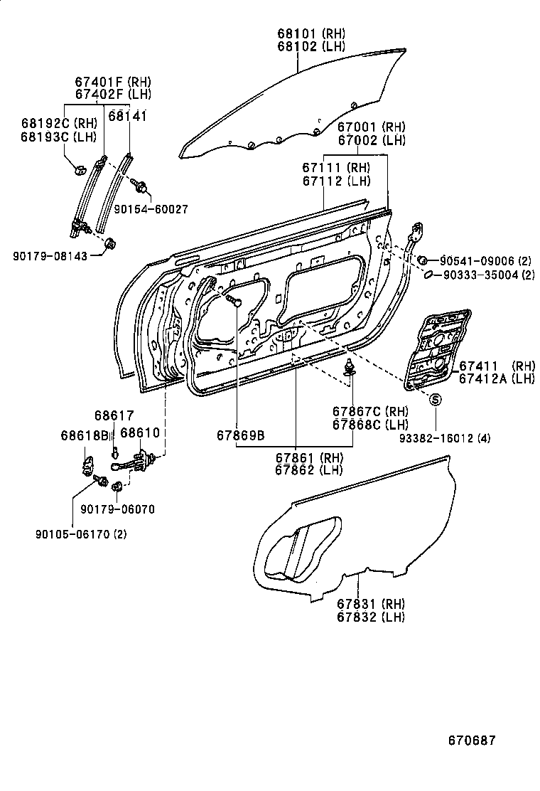 67111-14240 PANEL, FRONT DOOR, OUTER RH product image