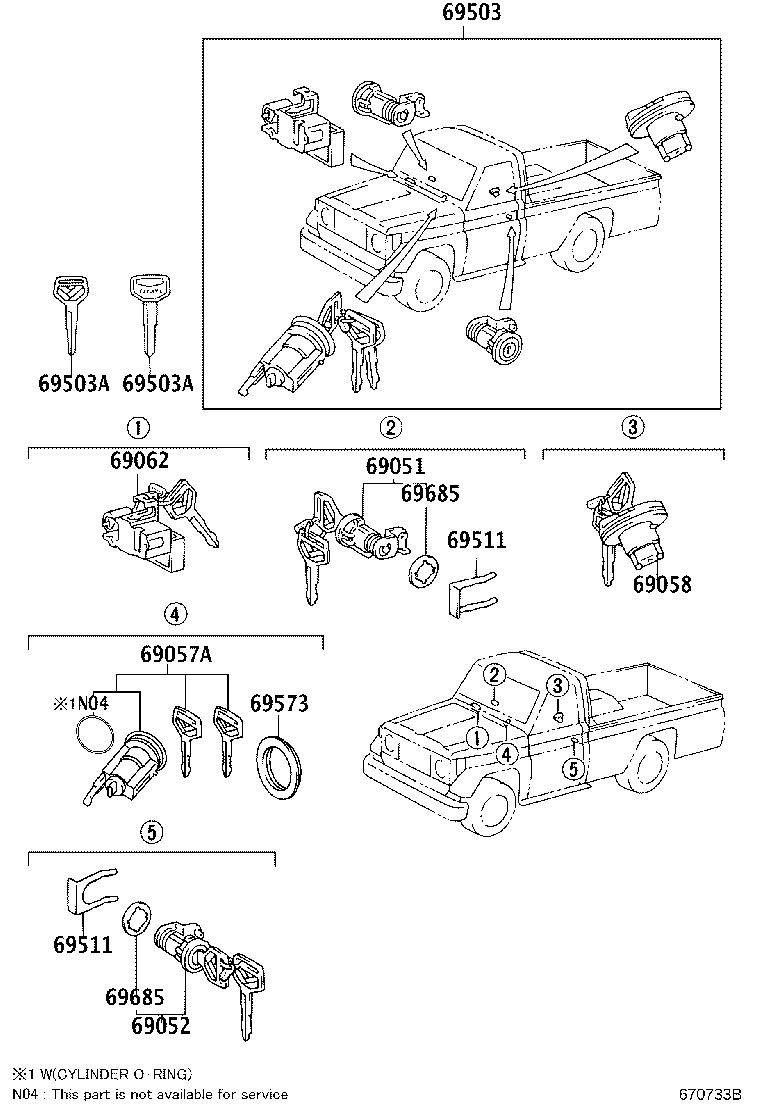 69005-6A751 CYLINDER SET, LOCK product image