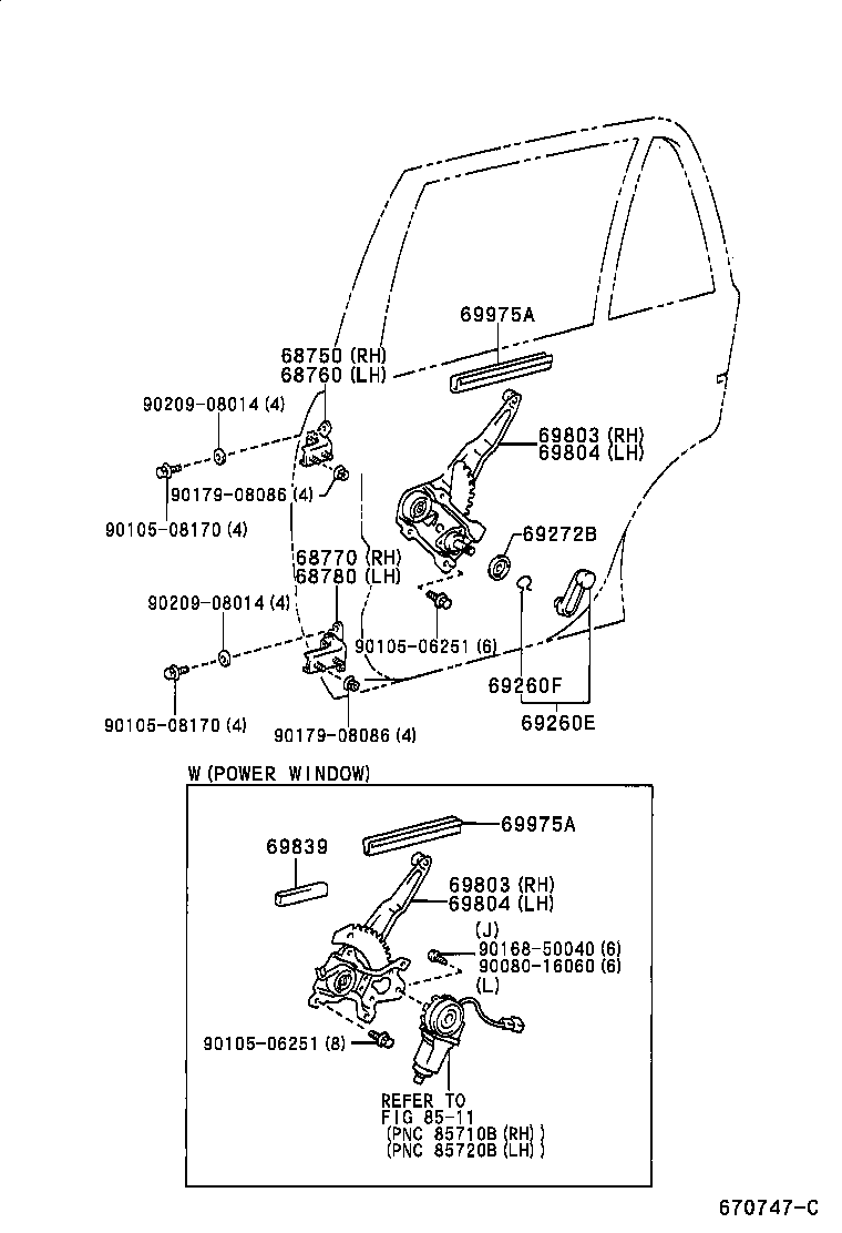 69840-12310 REGULATOR SUB-ASSY, REAR DOOR WINDOW, LH product image