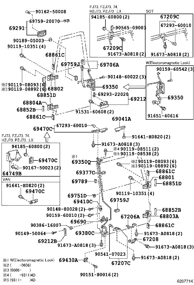 Toyota 68804-90K00 HINGE SUB-ASSY, BACK DOOR, LOWER LH