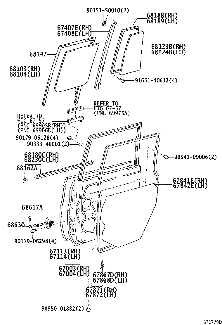 68113-60060 GLASS SUB-ASSY, REAR DOOR, RH product image