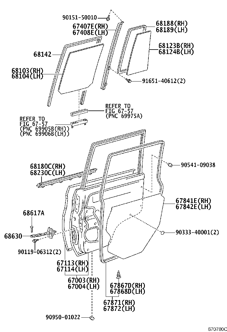 Toyota 67004-60071 PANEL SUB-ASSY, REAR DOOR, LH