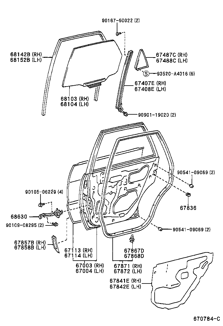 67010-12170-B0 BOARD SUB-ASSY, REAR DOOR TRIM, RH product image