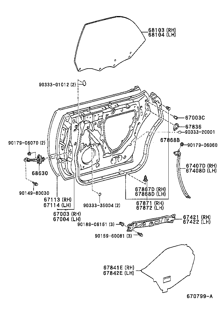 67003-32340 PANEL SUB-ASSY, REAR DOOR, RH product image