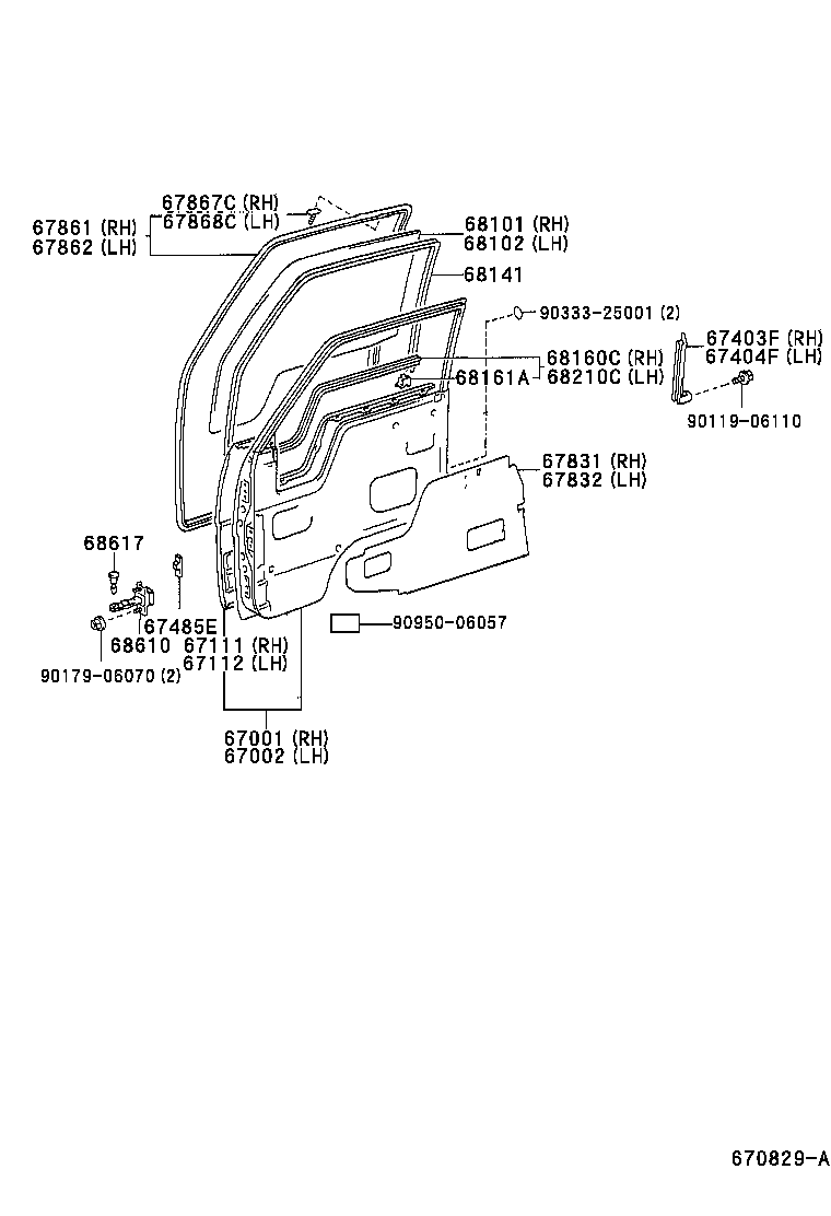 67002-37061 PANEL SUB-ASSY, FRONT DOOR, LH product image