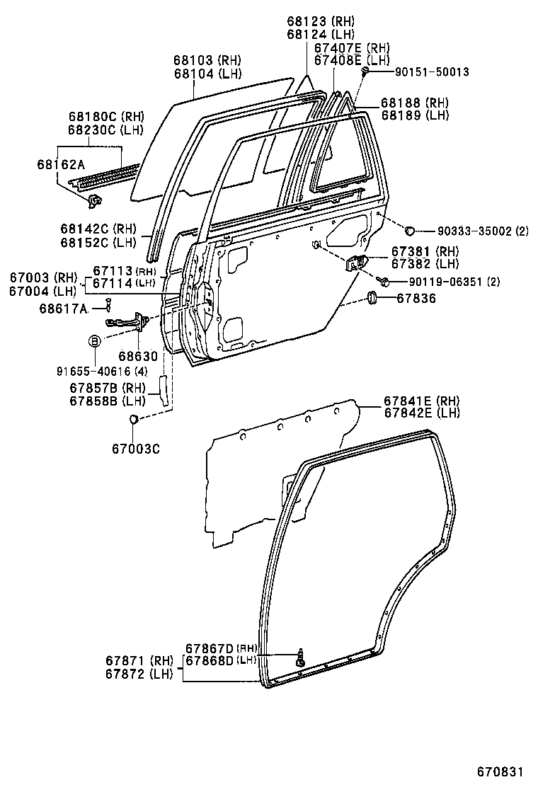 67640-10880-B0 BOARD SUB-ASSY, REAR DOOR TRIM, LH product image