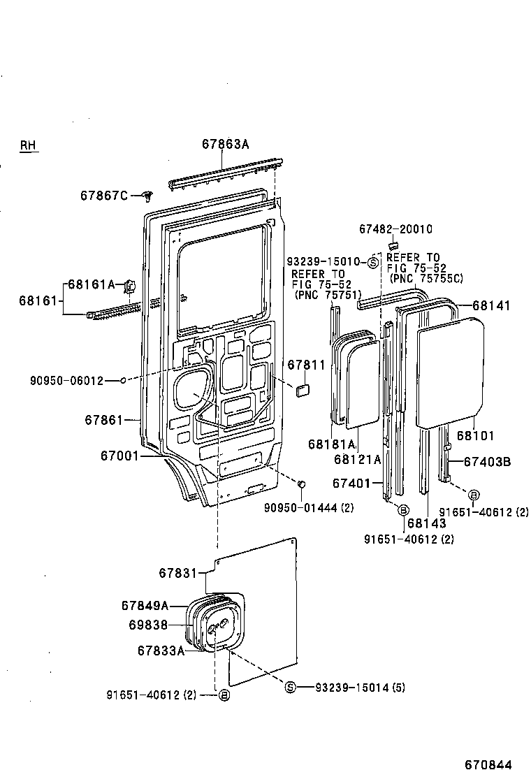 68111-25010 GLASS SUB-ASSY, FRONT DOOR, RH product image