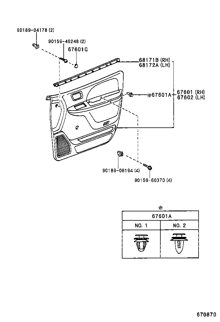 68101-08040 GLASS SUB-ASSY, FRONT DOOR, RH product image