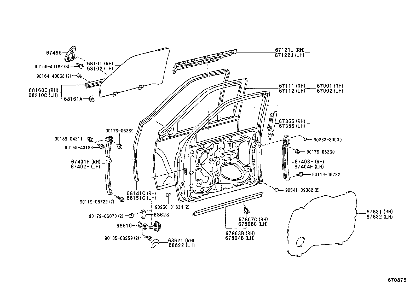 67002-34010 PANEL SUB-ASSY, FRONT DOOR, LH product image