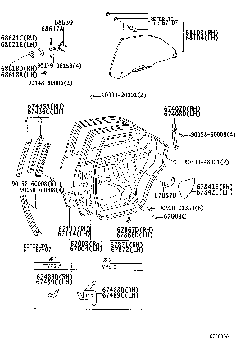 Toyota 67004-50906 PANEL SUB-ASSY, REAR DOOR, LH