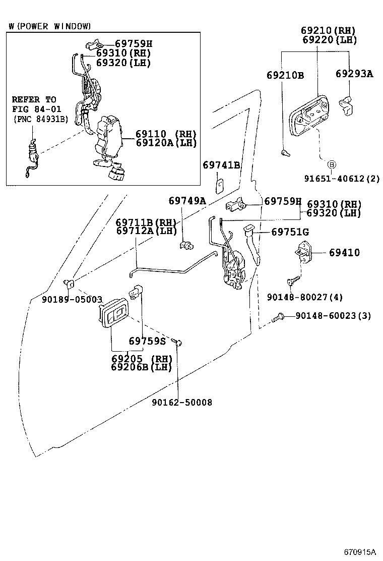 69320-89127 LOCK ASSY, FRONT DOOR, LH product image